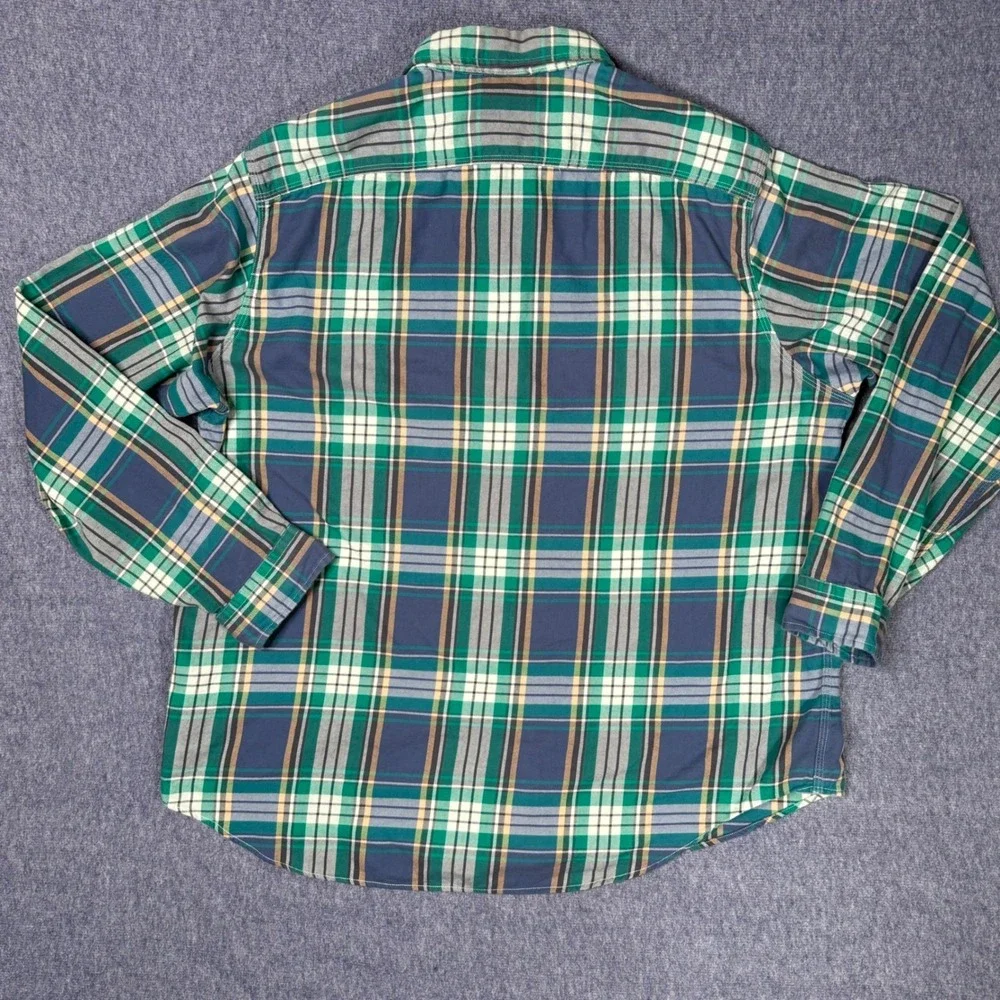 Polo Ralph Lauren Mens XXL Green Navy Blue Plaid Flannel Classic Fit Shirt